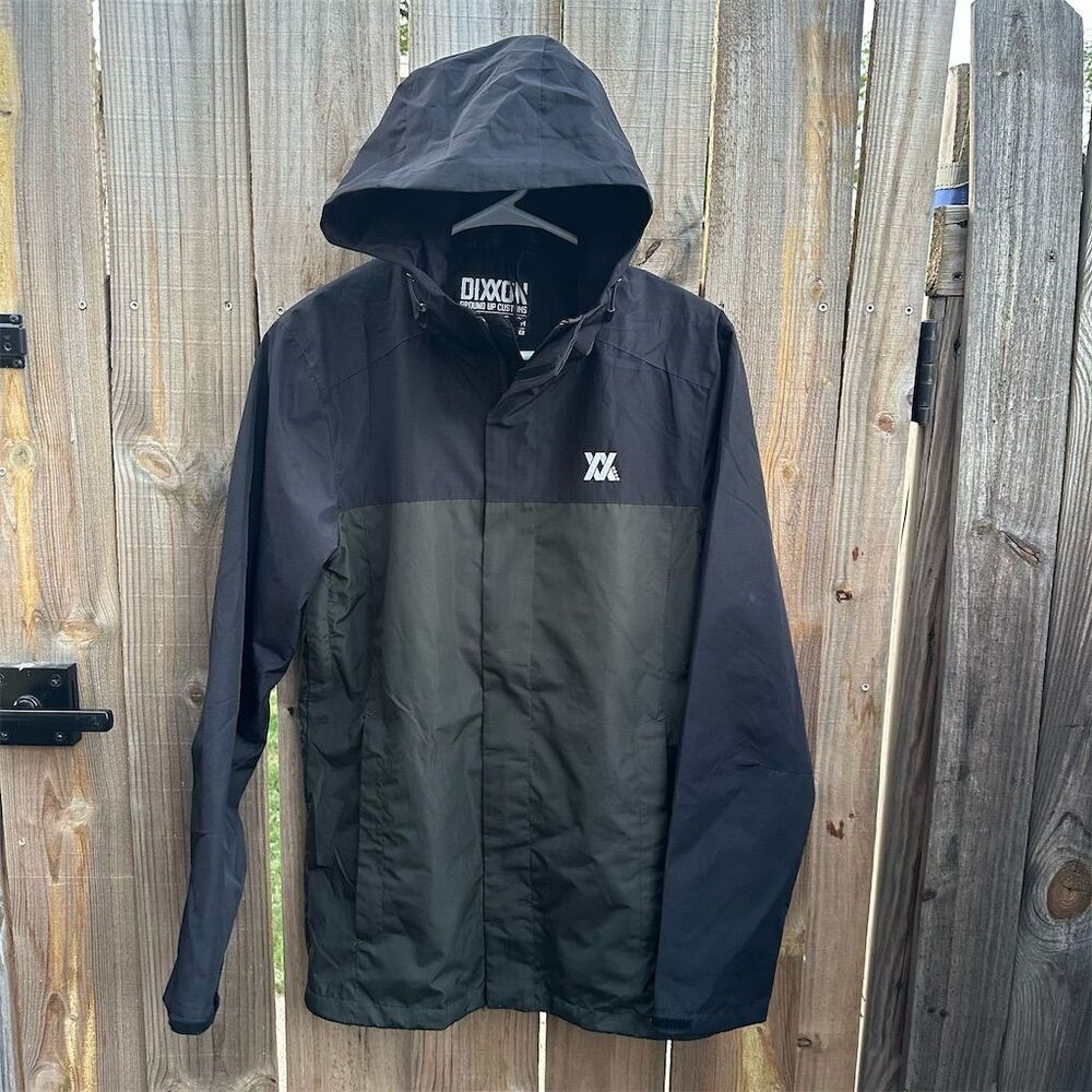 Dixxon Men's Windbreaker Jacket Black/Olive Size S Hooded Lightweight